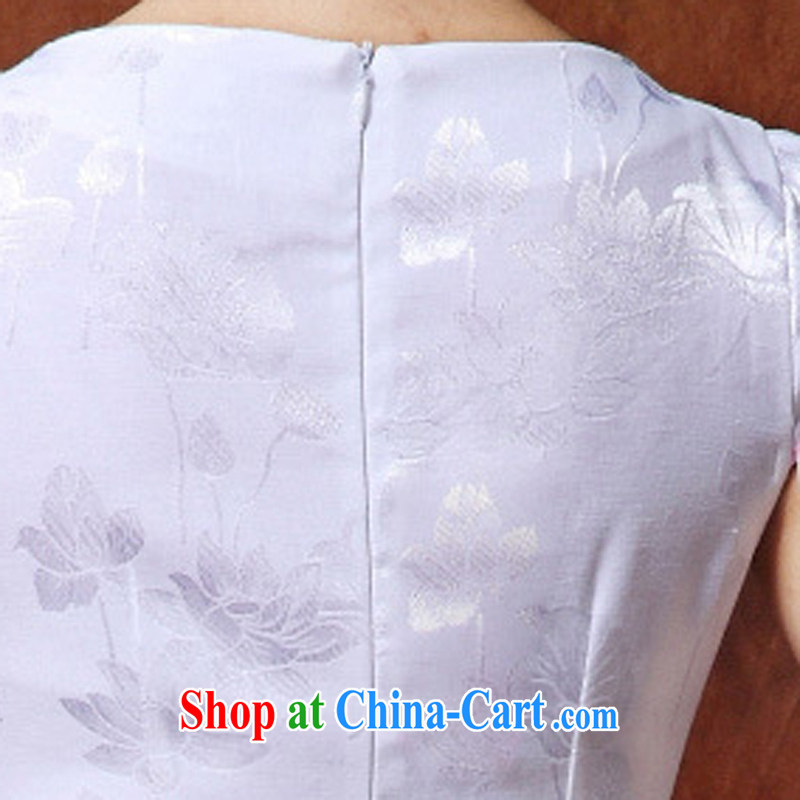 Air Shu Diane 2015 summer new Chinese Lotus figure daily short, improved cheongsam dress style female 36 white M, aviation Shu Diane, shopping on the Internet