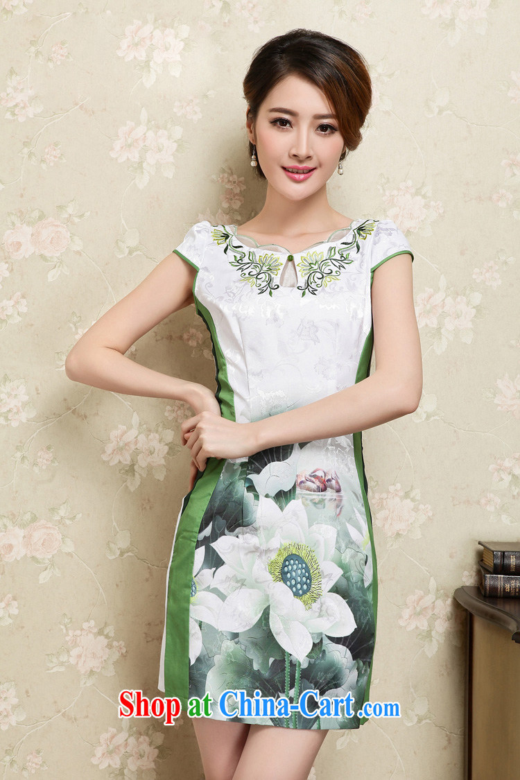 Air Shu Diana summer 2015 New Beauty stamp elegant Chinese style cheongsam dress dress girl 25 green L pictures, price, brand platters! Elections are good character, the national distribution, so why buy now enjoy more preferential! Health