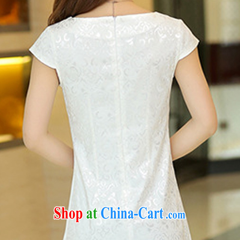 Los Angeles Summer 2015 new dresses female temperament cultivating short-sleeved embroidered cheongsam dress white XL, Los Angeles (ROLUZEE), shopping on the Internet