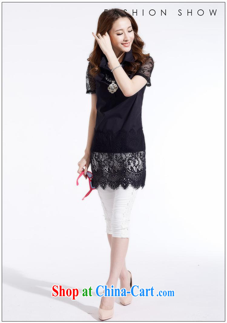 Ya-ting store 2015 summer new Korean fashion 100 in ground long lace stitching over short-sleeved shirt solid color T-shirt woman white XL pictures, price, brand platters! Elections are good character, the national distribution, so why buy now enjoy more preferential! Health