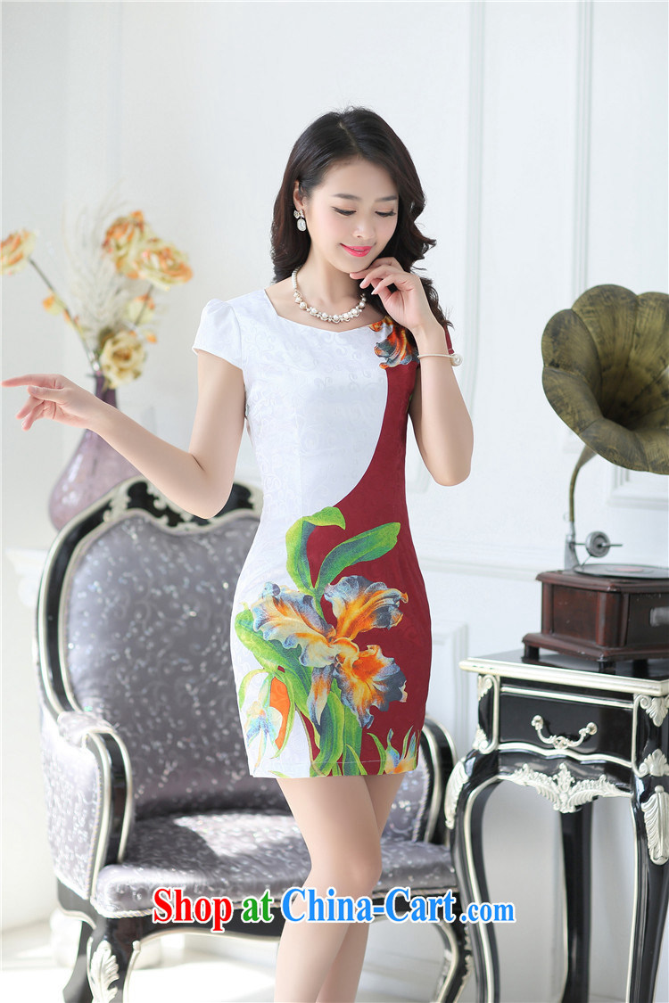 Floating love Princess cheongsam dress 2015 spring and summer new graphics thin girls improved package and short-sleeved-waist blue retro dress 1517 black XL pictures, price, brand platters! Elections are good character, the national distribution, so why buy now enjoy more preferential! Health