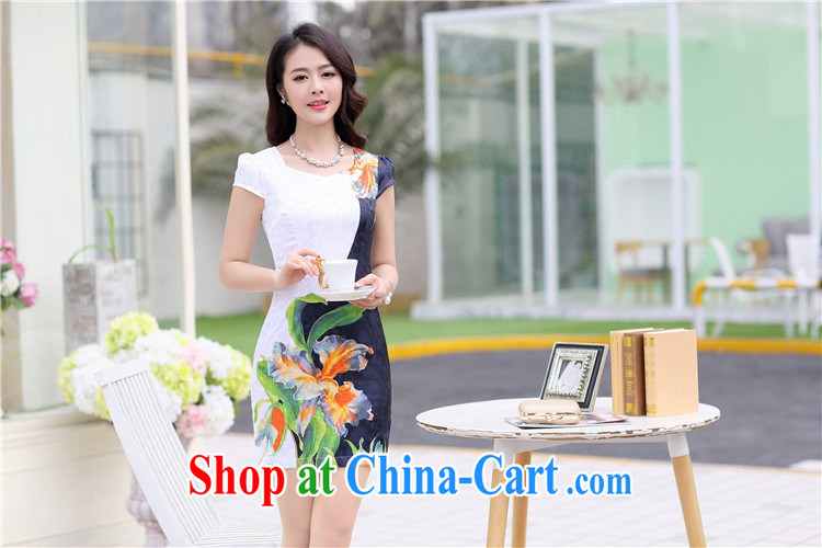 Floating love Princess cheongsam dress 2015 spring and summer new graphics thin girls improved package and short-sleeved-waist blue retro dress 1517 black XL pictures, price, brand platters! Elections are good character, the national distribution, so why buy now enjoy more preferential! Health