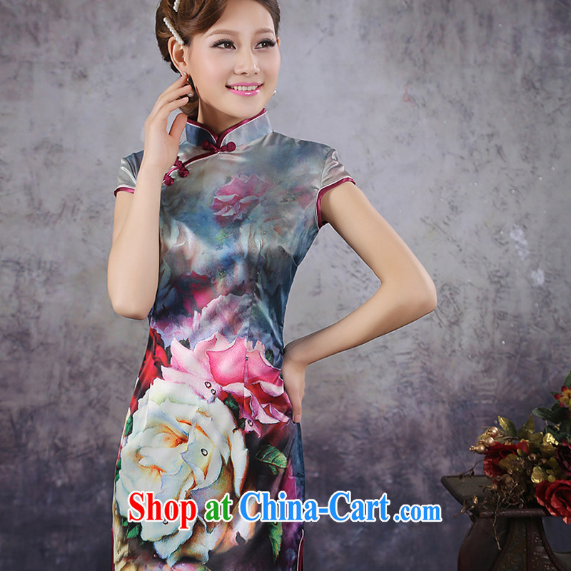 There is embroidery bridal 2015 summer improved stylish short-sleeve cheongsam dress high-end ice Silk is silk large rose cheongsam QP - 361 XXL Suzhou shipping, is by no means embroidered bridal, shopping on the Internet