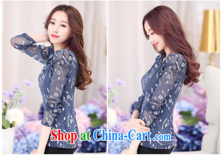 Ya-ting store 2015 spring new stylish Web yarn roses stamp Korean lax 100 solid ground on long-sleeved shirt T female blue-and-flat cuff XL pictures, price, brand platters! Elections are good character, the national distribution, so why buy now enjoy more preferential! Health