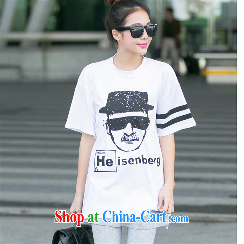 Ya-ting store summer 2015 new Korean female, long, loose video thin gentleman Avatar 100 to ground short-sleeved shirt T XL White, Blue rain bow, and shopping on the Internet