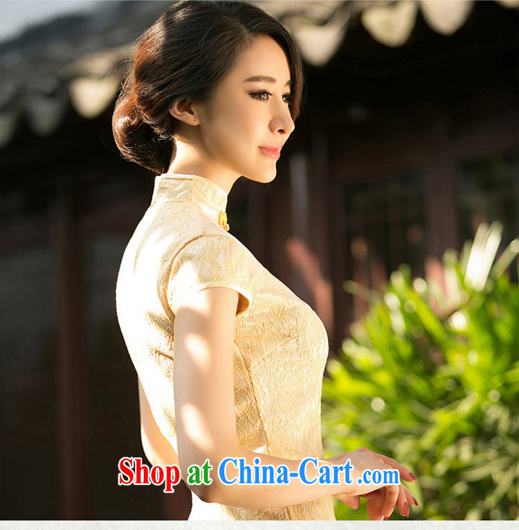 The cross-sectoral summer Elizabeth Yee new dresses summer daily improved cheongsam dress dress, lace antique cheongsam dress ZA 087 light yellow L pictures, price, brand platters! Elections are good character, the national distribution, so why buy now enjoy more preferential! Health