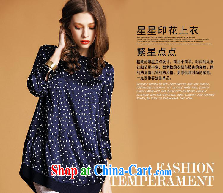 Ya-ting store 2015 Spring and Summer in Europe and the stylish female new loose the code graphics thin 9 cuff stamp T-shirt blue XL pictures, price, brand platters! Elections are good character, the national distribution, so why buy now enjoy more preferential! Health