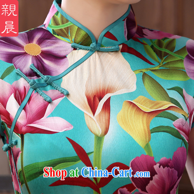 pro-am 2015 New Silk Cheongsam dress, long spring and summer load dos santos day Silk Cheongsam dress improved stylish long 2XL, pro-am, and shopping on the Internet