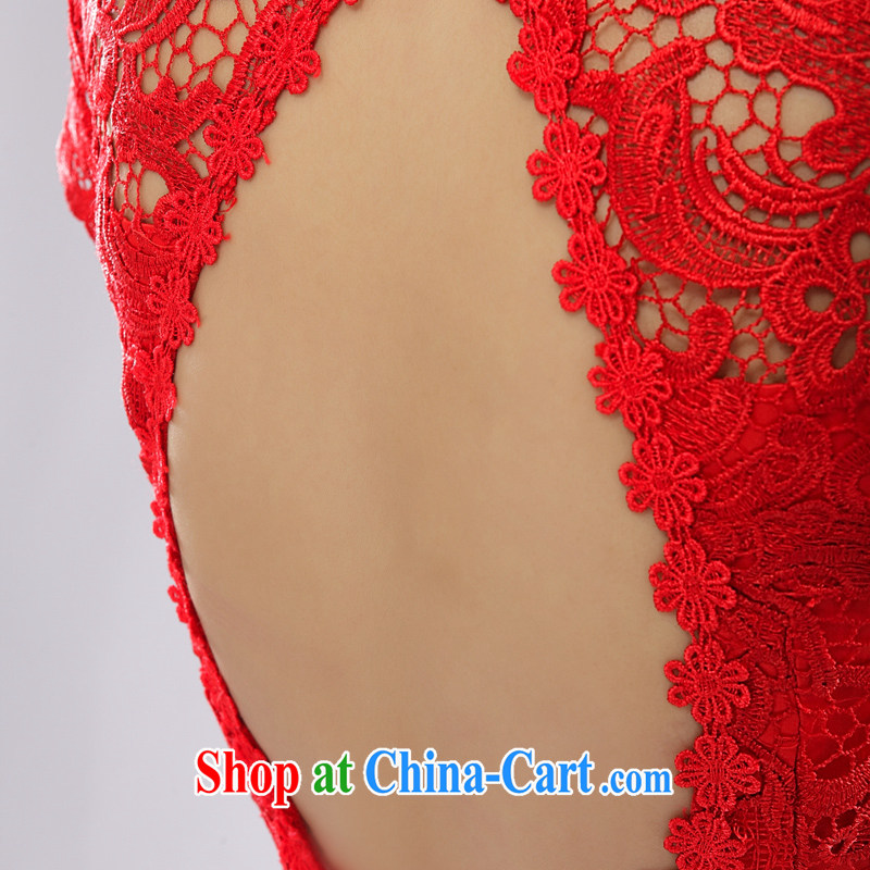 The Champs Elysees, as soon as possible, wedding dresses back exposed cheongsam dress wedding bridal toast served at Merlion lace red long, new and improved, China wind married Yi 2015 spring and summer red L, Hong Kong, and, shopping on the Internet