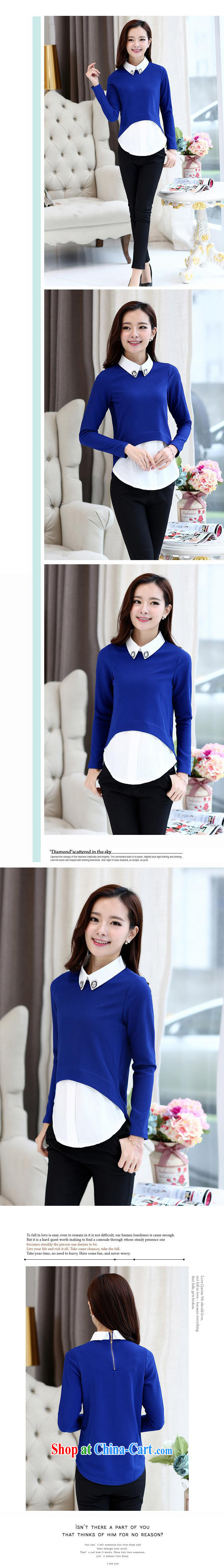 Spring 2015 new Korean knitting kits and solid T-shirt Girl Doll for thin long-sleeved, large, female blue M pictures, price, brand platters! Elections are good character, the national distribution, so why buy now enjoy more preferential! Health