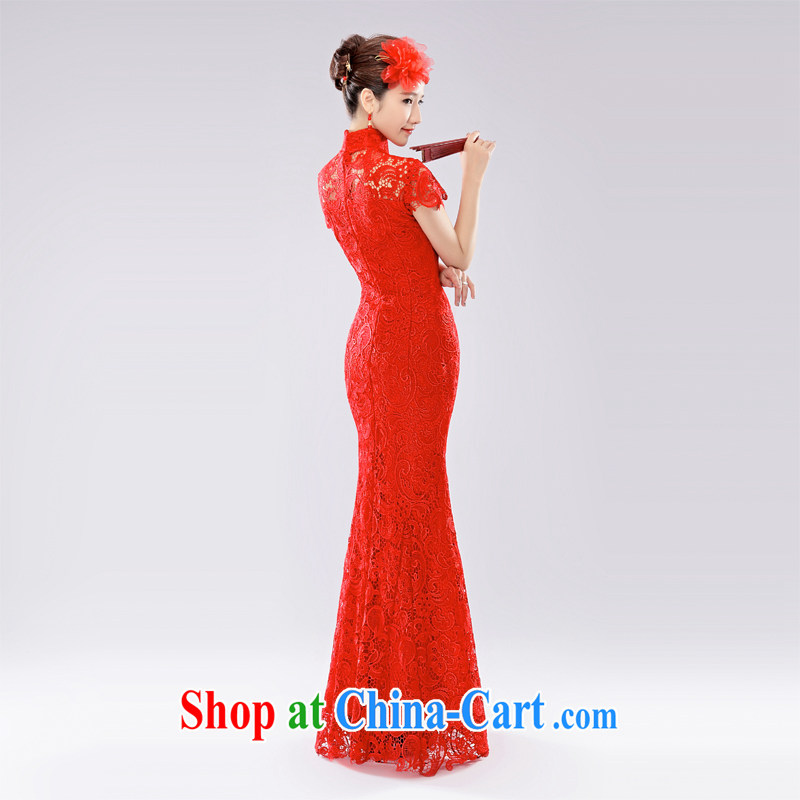 The Champs Elysees, as soon as possible, wedding dresses wedding dresses bridal toast served at Merlion lace red long, new and improved, China wind 2015 red L, Hong Kong, and, shopping on the Internet