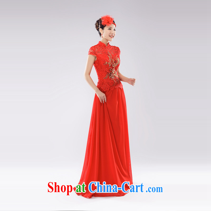 (Hong Kong, health, summer 2015 the new toast service improved cheongsam red long stylish retro lace beauty wedding dresses red L, Hong Kong, and, shopping on the Internet