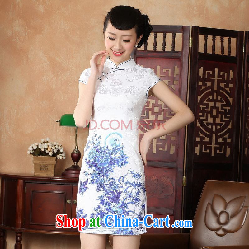 For Pont Sondé Ms. Diane cheongsam Chinese dresses improved national wind antique stamp cheongsam dress dress D 0228 - A XXL, Pont Sondé health Diane, shopping on the Internet