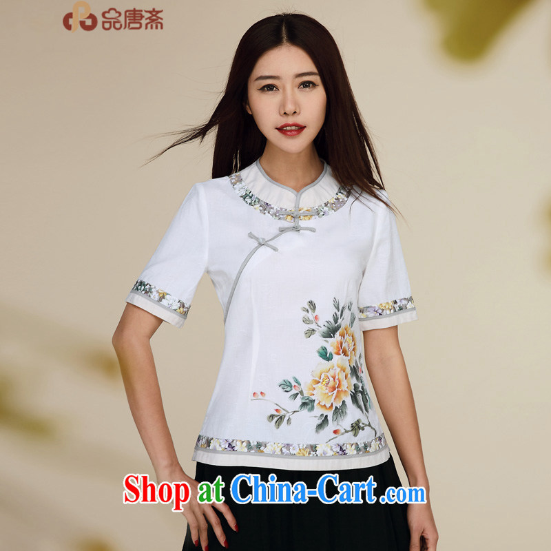MR HENRY TANG _Id al-Fitr new summer, 2015 National wind short-sleeved cotton Ma Sau San retro improved Chinese qipao T-shirt pre-sale 5, no. 17 white S