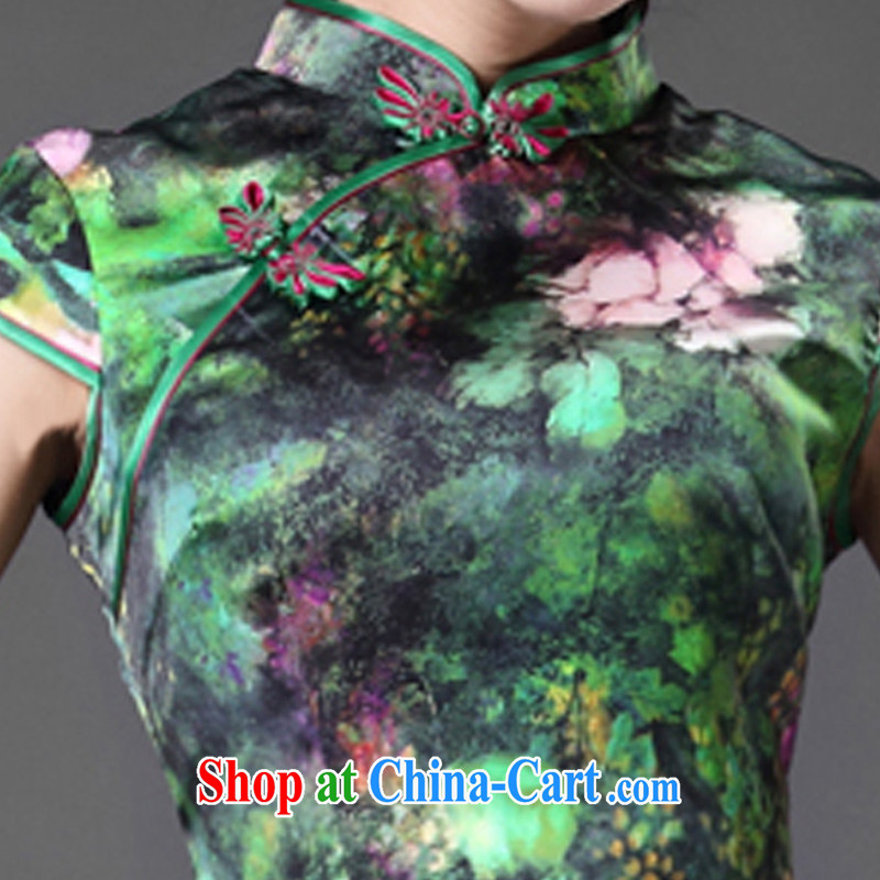 Silk Cheongsam dress summer improved Tang with Sauna silk antique Chinese ZS 009 green XXL, CHOSHAN LADIES, shopping on the Internet