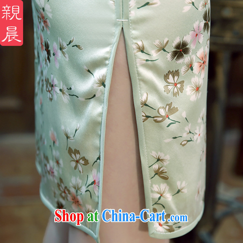 pro-am 2015 new daily cheongsam dress spring and summer short sauna silk Silk Cheongsam dress improved stylish short 2 XL, pro-am, shopping on the Internet