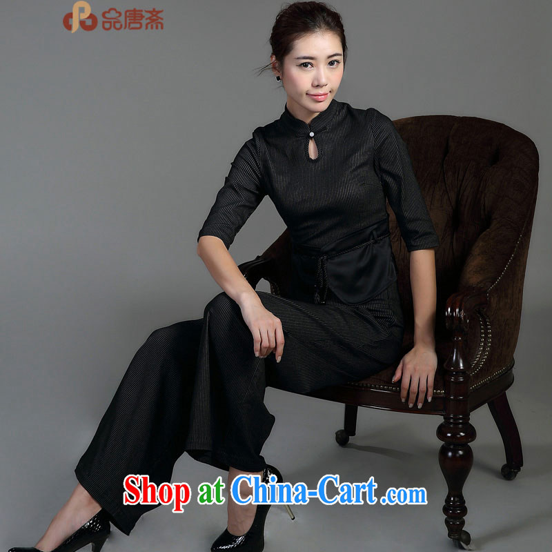 Mr Tang, Id al-Fitr spring new 2015 National wind up for the charge-back cultivating improved Han-dresses T-shirt black XL