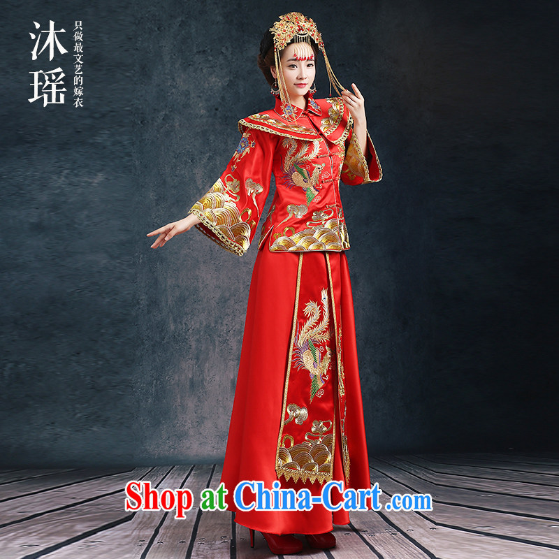 Mu Yao 2015 new show reel Kit 2-piece set, long-sleeved clothes toasting bride spring and summer use phoenix show and Chinese classical red 2-piece set is the pregnant women 7 cuff use phoenix for summer wear XL brassieres 106 CM, Mu Yao, shopping on the