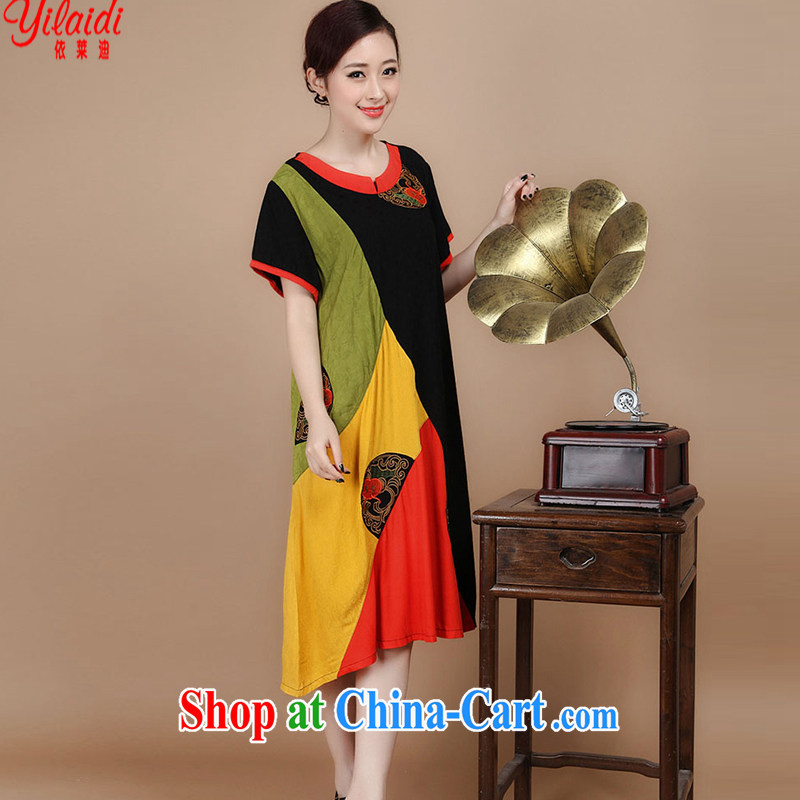 According to Tony BLAIR's summer 2015 new cotton computer embroidery with spell-colored loose classic Tang women dress black XXL, according to Randy yilaidi), online shopping