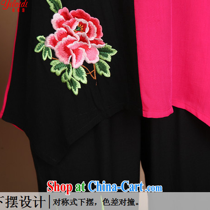 According to Tony BLAIR's 2015 summer new middle-aged and older moms ladies cotton computer embroidery classic Chinese round-collar T-shirt large, female Red XXXL, according to Randy yilaidi), shopping on the Internet