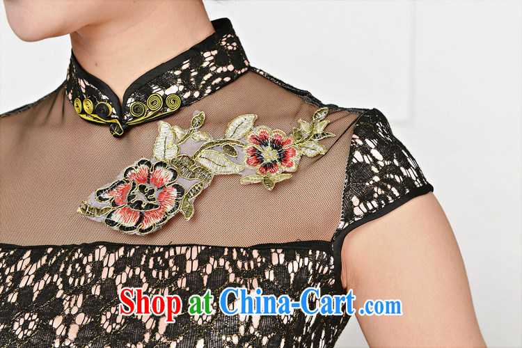 Air Shu Diane summer 2015 new women who decorated graphics thin lace dress boutique short-sleeved-tie everyday improved short flag 1590 black lace two flower Peony flower XXL pictures, price, brand platters! Elections are good character, the national distribution, so why buy now enjoy more preferential! Health