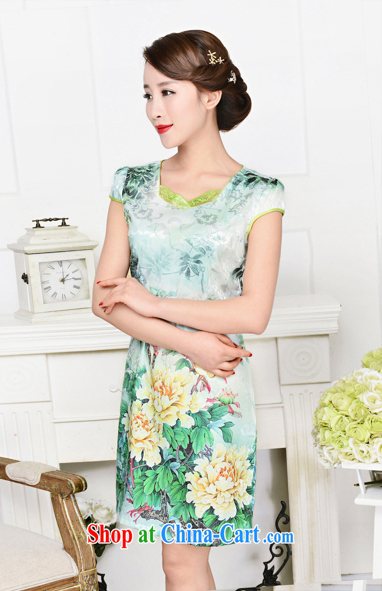 2015 new, elegant and the flap to take ice silk cotton short cheongsam ethnic wind Tang is a collar dress 1585 pink peony flowers L pictures, price, brand platters! Elections are good character, the national distribution, so why buy now enjoy more preferential! Health