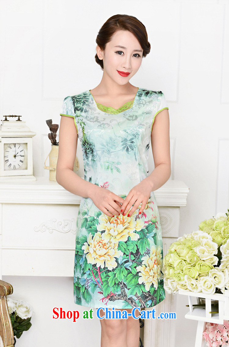 2015 new, elegant and the flap to take ice silk cotton short cheongsam ethnic wind Tang is a collar dress 1585 pink peony flowers L pictures, price, brand platters! Elections are good character, the national distribution, so why buy now enjoy more preferential! Health