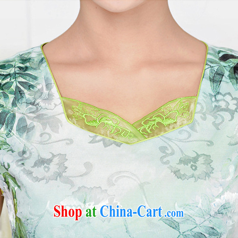 2015 new, elegant and the hard-pressed to take ice-silk and cotton short cheongsam ethnic wind Tang on the collar dress 1585 pink peony flowers L de ji (SHAJINI), and, on-line shopping