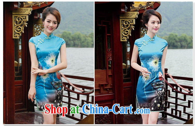 The Scent of Summer 2015 new Stylish retro elegant beauty, short day on the truck cheongsam dress summer gray butterfly XXL pictures, price, brand platters! Elections are good character, the national distribution, so why buy now enjoy more preferential! Health
