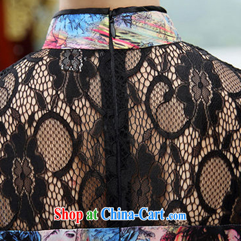 The Scent of Summer 2015 new Stylish retro elegant beauty, short day on the truck cheongsam dress summer gray butterfly XXL, Mr Tung Chee Hwa (Miss . Dong), shopping on the Internet
