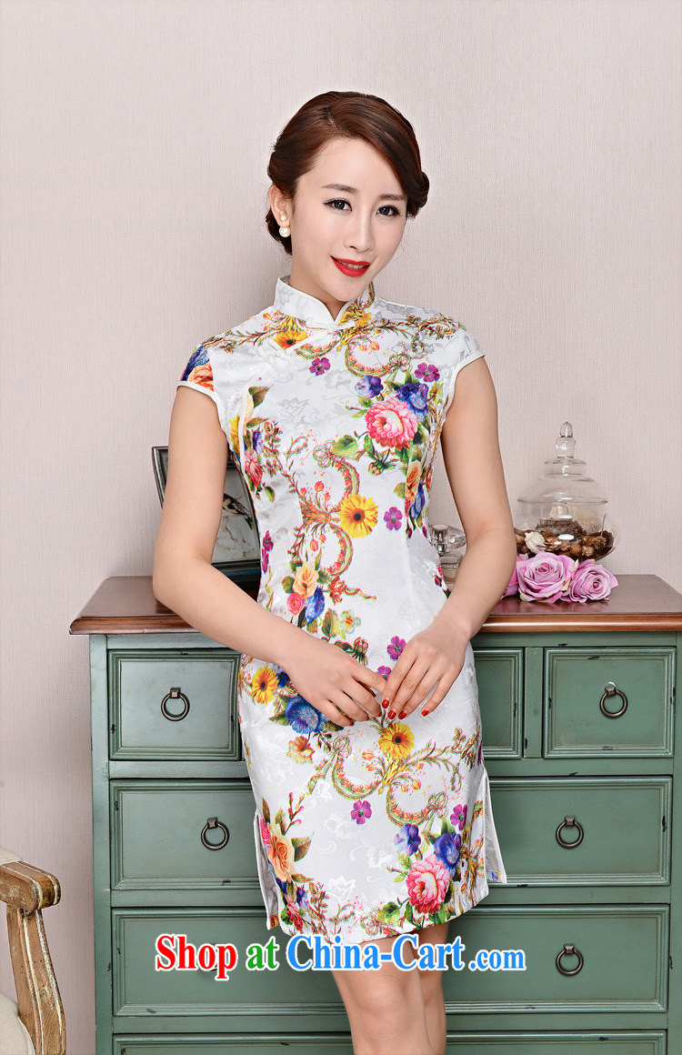 2015 new suit Daily High jacquard cotton robes spring and summer retro fashion beauty dresses dresses women 1580 white Peony, sunflower flower XXL pictures, price, brand platters! Elections are good character, the national distribution, so why buy now enjoy more preferential! Health