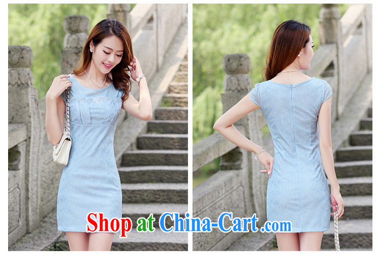 The Scent of Summer 2015 new stylish beauty short-sleeved qipao improved Chinese Antique cheongsam dress summer light blue L pictures, price, brand platters! Elections are good character, the national distribution, so why buy now enjoy more preferential! Health