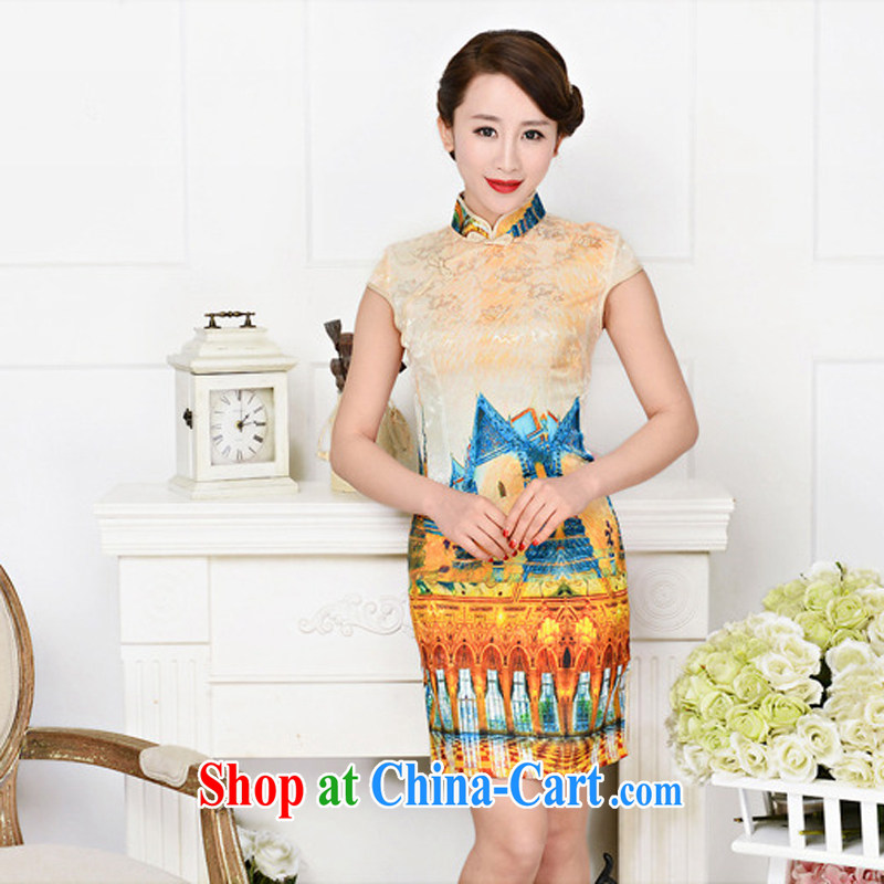2015 spring and summer new retro elegant qipao Korea jacquard silk cotton daily fashion improved cheongsam 1589 White Palace figure XXL