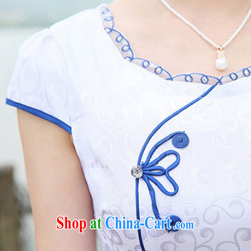 The Scent of Summer 2015 new chinese daily dresses and stylish improved tang on the retro blue and white porcelain cheongsam dress, spend XL, Ms. Tung (Miss . Dong), online shopping