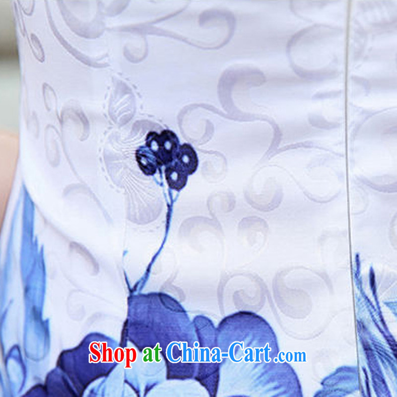 The Scent of Summer 2015 new chinese daily dresses and stylish improved tang on the retro blue and white porcelain cheongsam dress, spend XL, Ms. Tung (Miss . Dong), online shopping