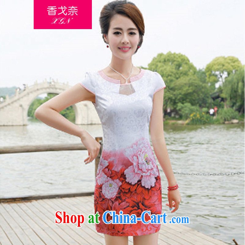 The Scent of Summer 2015 with new dresses qipao Web yarn lace collar short-sleeve jacquard retro China wind cheongsam dress red XXL