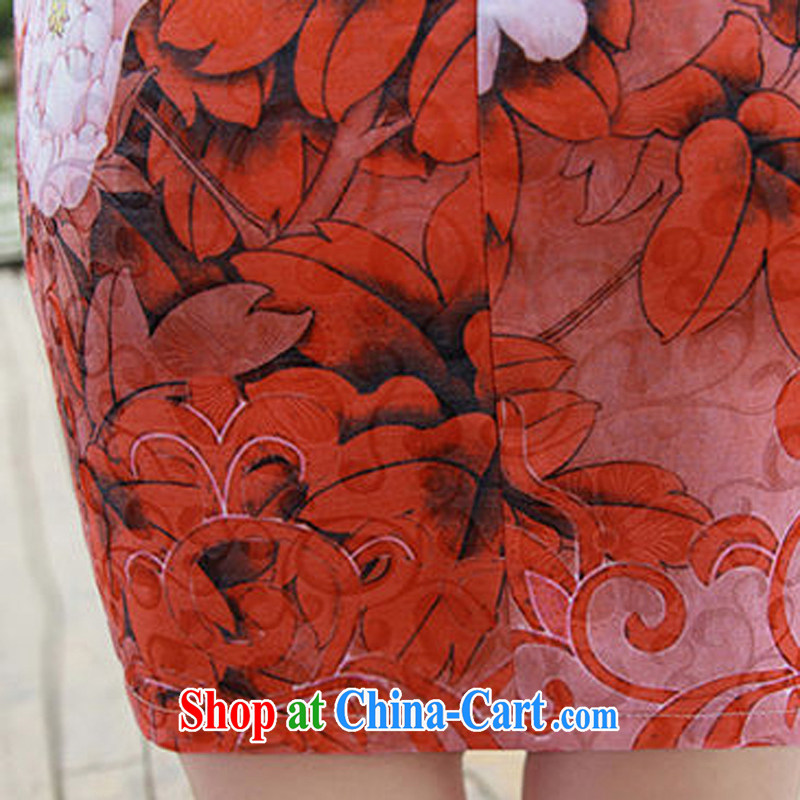 The Scent of Summer 2015 with new dresses qipao Web yarn lace collar short-sleeve jacquard retro China wind qipao dress red XXL, Mr Tung Chee Hwa (Miss . Dong), shopping on the Internet