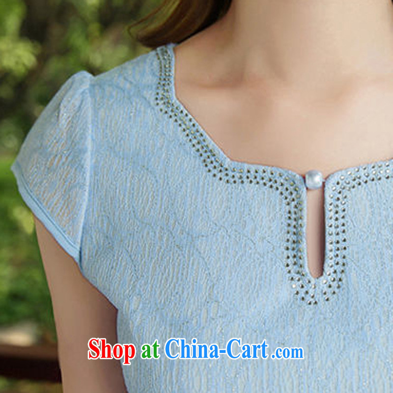 The Shannon Gore, 2015 new summer dress stylish and simple dresses elegance of improved color short, short-sleeved dresses skirts summer light green XL, Mr Tung Chee Hwa (Miss . Dong), online shopping