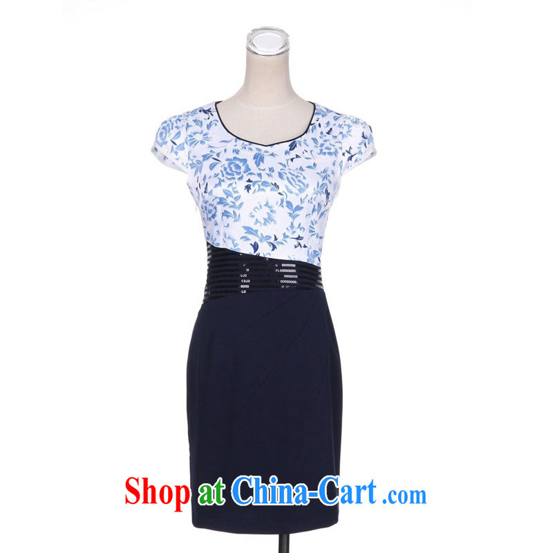100 million Dollar City cheongsam dress 2015 new summer short cheongsam lady beauty with fancy packages and further dresses Ethnic Wind 6156 blue XXL, 100 million Dollar City, shopping on the Internet