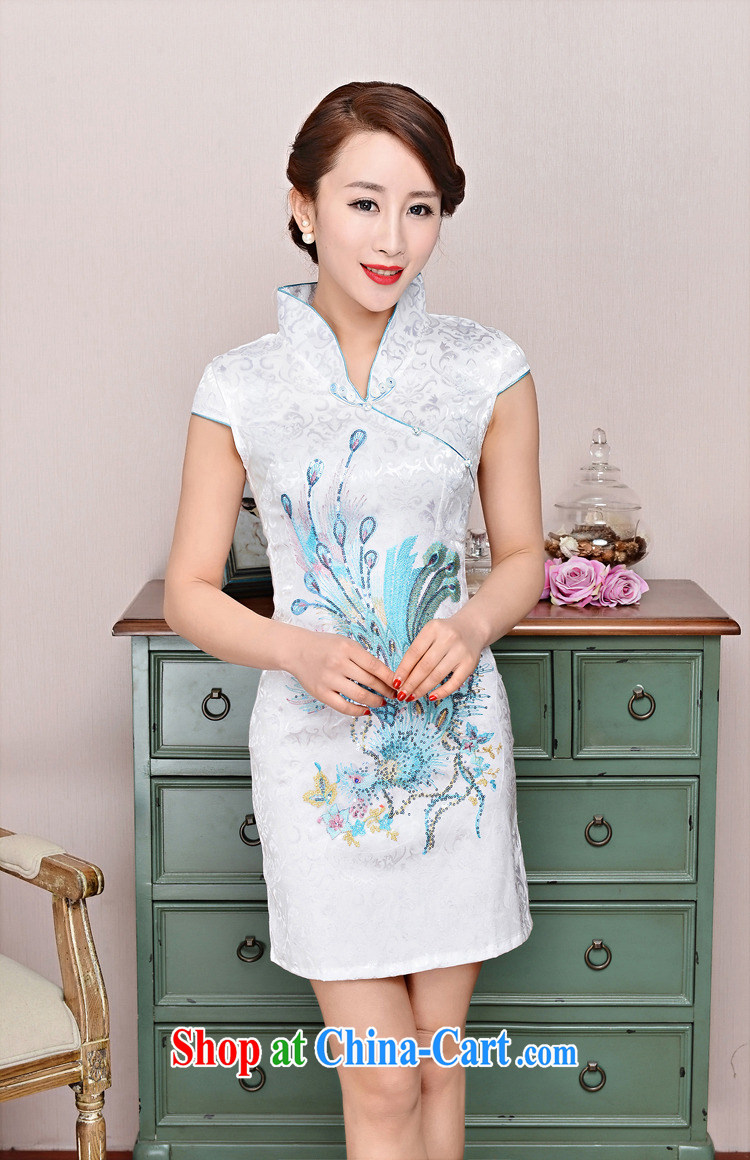 Dresses 2015 new spring and summer with black on white jacquard cotton retro daily improved cheongsam dress style women 1582 red phoenix spend XXL pictures, price, brand platters! Elections are good character, the national distribution, so why buy now enjoy more preferential! Health