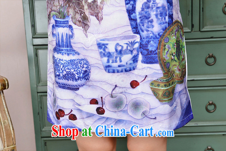 cheongsam dress 2015 New Spring, Summer girl short, cultivating jacquard ice silk and cotton Stylish retro flower sleeveless dresses 1583 white, small flowers XXL pictures, price, brand platters! Elections are good character, the national distribution, so why buy now enjoy more preferential! Health