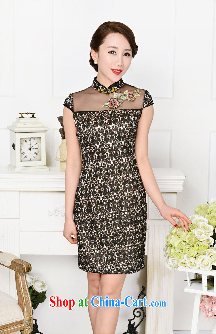 Summer 2015 new women who decorated graphics thin lace dress boutique short-sleeved-tie everyday improved short flag 1590 black lace two flower Peony flower XXL pictures, price, brand platters! Elections are good character, the national distribution, so why buy now enjoy more preferential! Health