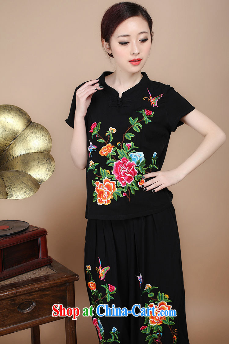 Hip Hop charm and Asia 2015 summer Korean retro beauty embroidered Chinese short-sleeved round neck with short T-shirt Trouser press kit to sell green T-shirt XL pictures, price, brand platters! Elections are good character, the national distribution, so why buy now enjoy more preferential! Health