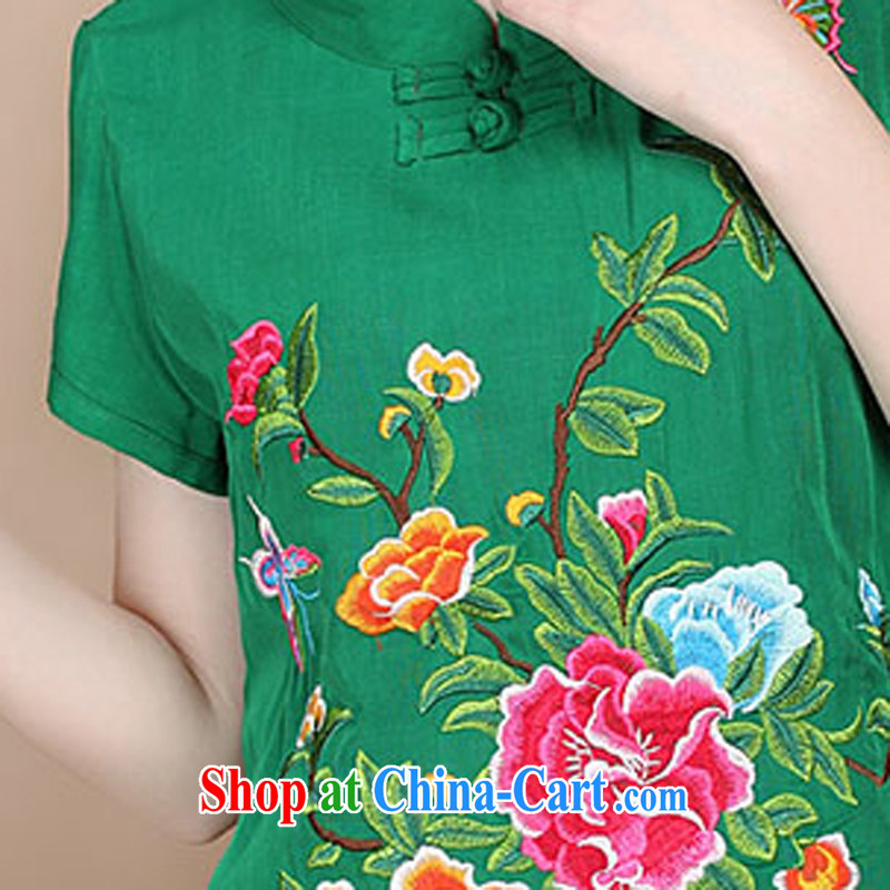 Hip Hop charm and Asia 2015 summer Korean retro beauty embroidered Chinese short-sleeve round neck with short T-shirt pants set to sell green T-shirt XL charm, as well as Asia and (Charm Bali), online shopping