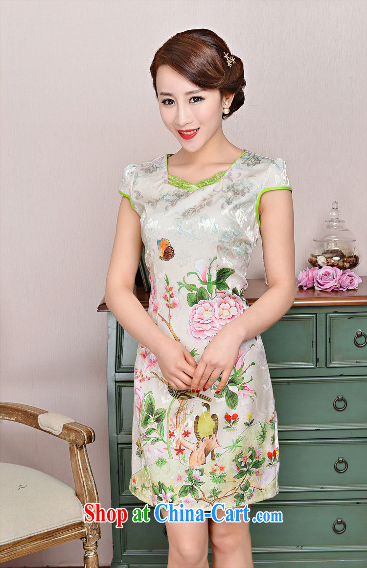 2015 new, elegant and the flap to take ice silk cotton short cheongsam ethnic wind Tang on the collar and skirt 1585 yellow peony flower XL pictures, price, brand platters! Elections are good character, the national distribution, so why buy now enjoy more preferential! Health