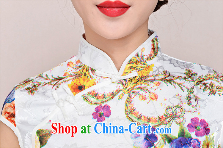 2015 new suit Daily High jacquard cotton robes spring and summer retro fashion beauty dresses dresses women 1580 white Peony yellow sunflower flower M pictures, price, brand platters! Elections are good character, the national distribution, so why buy now enjoy more preferential! Health