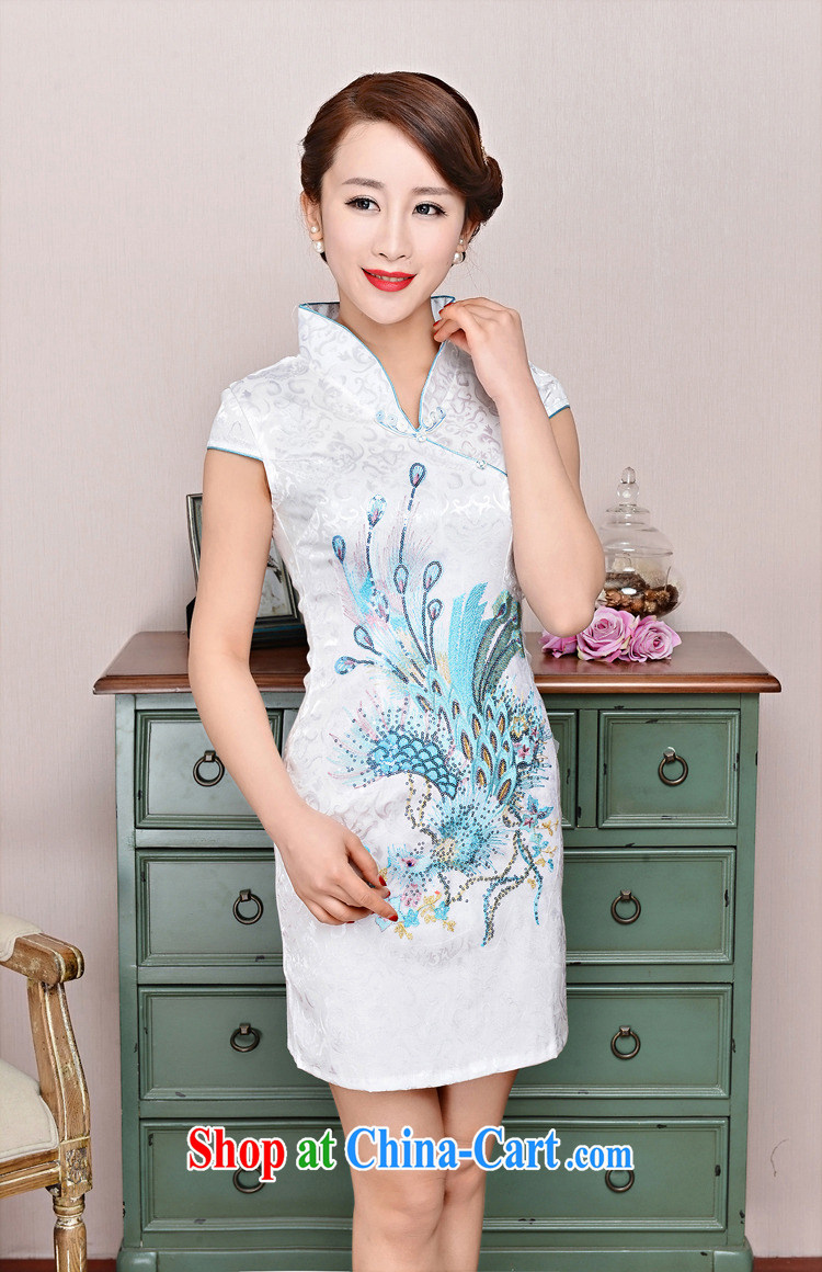 Dresses 2015 new spring and summer with black on white jacquard cotton retro daily improved cheongsam dress style women 1582 red phoenix spend L pictures, price, brand platters! Elections are good character, the national distribution, so why buy now enjoy more preferential! Health