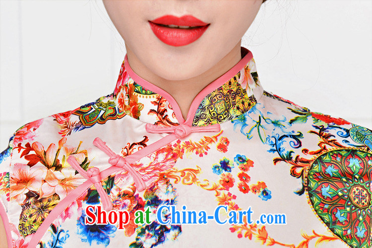 Summer 2015 new, improved daily retro dresses beauty graphics thin, fashionable emulation Silk Cheongsam dress 1581 pink package collar, Peony flowers M pictures, price, brand platters! Elections are good character, the national distribution, so why buy now enjoy more preferential! Health