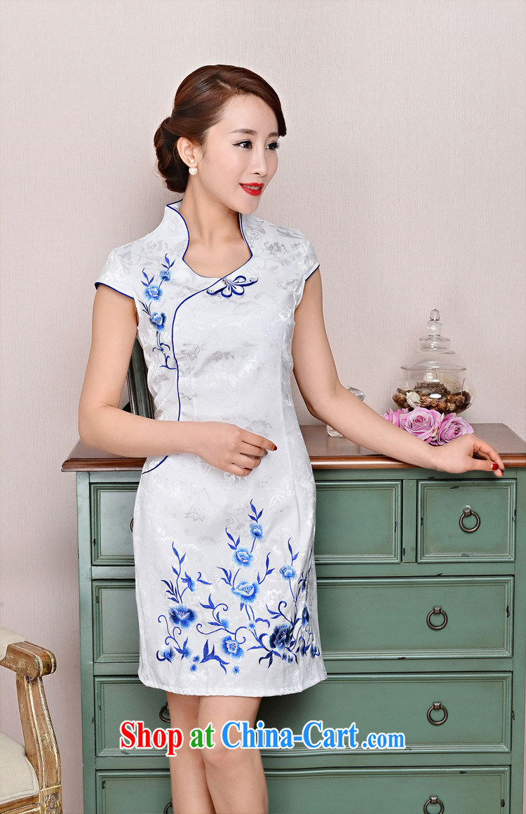cheongsam dress 2015 New Spring, Summer girl short, cultivating jacquard ice silk cotton Stylish retro flower sleeveless dresses 1583 white porcelain was XXL pictures, price, brand platters! Elections are good character, the national distribution, so why buy now enjoy more preferential! Health