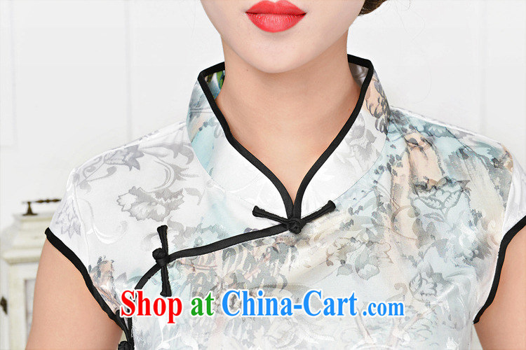 Summer 2015 new cheongsam dress stylish improved retro Silk Cheongsam daily short beauty dress girls summer 1588 blue collar, small bird figure suit S pictures, price, brand platters! Elections are good character, the national distribution, so why buy now enjoy more preferential! Health
